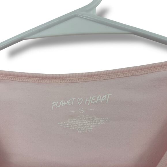 NEW Planet Heart Macy's Long Sleeve Baby Pink Top Size Small Fitted Crop Pastel - Picture 4 of 5